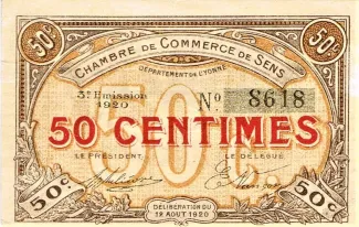 Yonne, Department of 50 Centimes, 1920 image