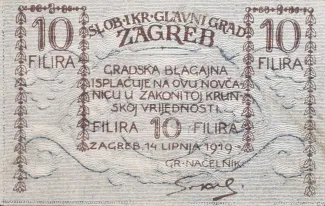 Yugoslavia Notgeld 10 Filira, 1919 obverse