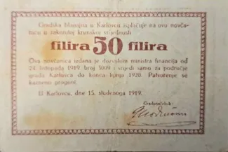 Yugoslavia Notgeld 50 Filira, 1919 reverse