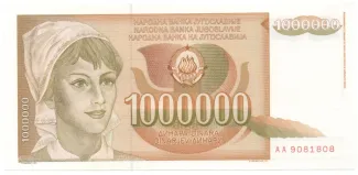 Yugoslavia 1.000.000 Dinara, 1989 obverse