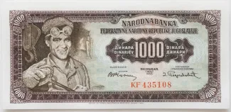 Yugoslavia 1.000 Dinara, 1955 obverse