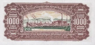 Yugoslavia 1.000 Dinara, 1963 reverse