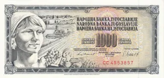 Yugoslavia 1.000 Dinara, 1974-1981 obverse
