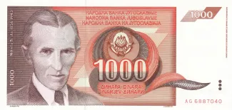 Yugoslavia 1.000 Dinara, 1990 obverse