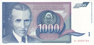Yugoslavia 1.000 Dinara, 1991 obverse