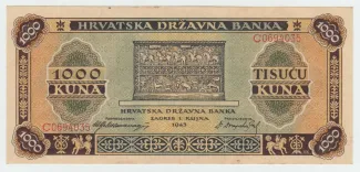 Yugoslavia 1.000 Kuna, 1943 obverse