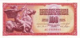 Yugoslavia 100 Dinara, 1965-1986 obverse
