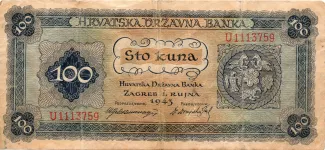 Yugoslavia 100 Kuna, 1943 obverse