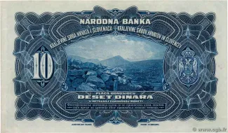 Yugoslavia 10 Dinara, 1920 reverse