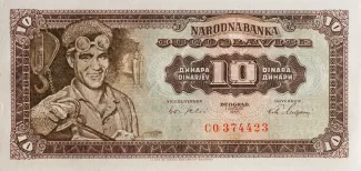 Yugoslavia 10 Dinara, 1965 obverse