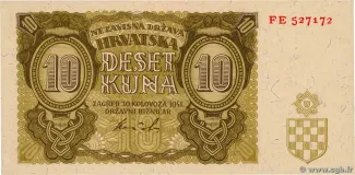 Yugoslavia 10 Kuna, 1941 obverse