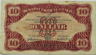 Yugoslavia 10 Lir, 1944 obverse
