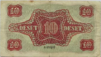 Yugoslavia 10 Lir, 1944 reverse
