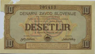 Yugoslavia 10 Lir, 1944 obverse