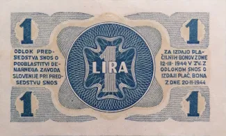 Yugoslavia 1 Lira, 1944 reverse