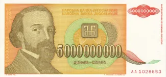 Yugoslavia 5.000.000.000 Dinara, 1993 obverse