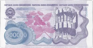 Yugoslavia 500.000 Dinara, 1989 obverse