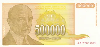 Yugoslavia 500.000 Dinara, 1994 obverse