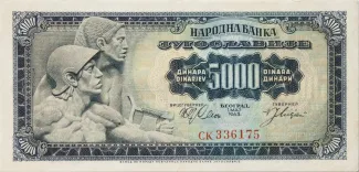 Yugoslavia 5.000 Dinara, 1963 obverse