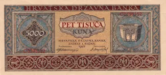 Yugoslavia 5.000 Kuna, 1943 obverse