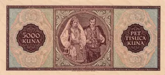 Yugoslavia 5.000 Kuna, 1943 reverse