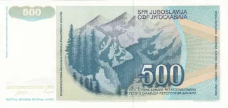 Yugoslavia 500 Dinara, 1990 reverse