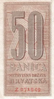 Yugoslavia 50 Banica, 1942 obverse