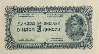 Yugoslavia 5 Dinara, 1944 obverse