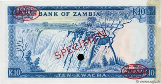Zambia 10 Kwacha, 1968 reverse