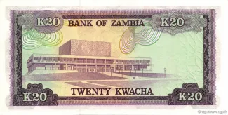 Zambia 20 Kwacha, 1974 reverse