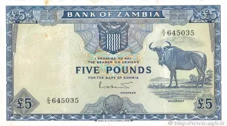 Zambia 5 Pounds, 1964