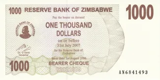 Zimbabwe 1.000 Dollars, 2006 image