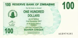 Zimbabwe 100 Dollars, 2006 image