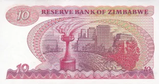 Zimbabwe 10 Dollars, 1980-1994 reverse