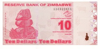 Zimbabwe 10 Dollars, 2009 image