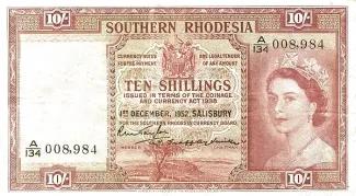 Zimbabwe 10 Shillings, 1952-1953