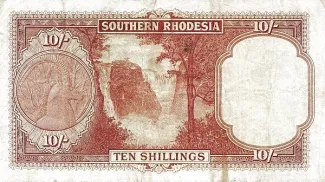 Southern Rhodesia 10 Shillings, 1955 reverse