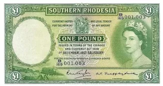 Zimbabwe 1 Pound, 1952-1954