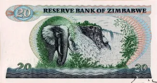 Zimbabwe 20 Dollars, 1980-1994 reverse