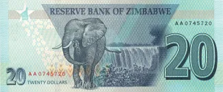Zimbabwe 20 Dollars, 2020 reverse