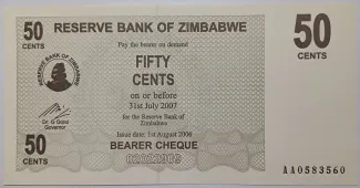 Zimbabwe 50 Cents, 2006 image