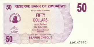 Zimbabwe 50 Dollars, 2006 image