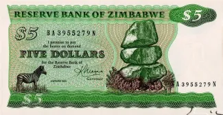 Zimbabwe 5 Dollars, 1994 image