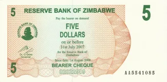 Zimbabwe 5 Dollars, 2006 image