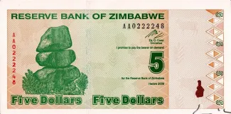 Zimbabwe 5 Dollars, 2009 image
