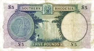 Southern Rhodesia 5 Pounds, 1939-1952 reverse