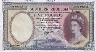 Zimbabwe 5 Pounds, 1953-1954