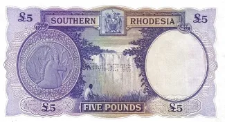 Southern Rhodesia 5 Pounds, 1953-1954 reverse