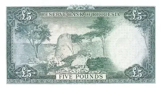 Rhodesia 5 Pounds, 1964 reverse