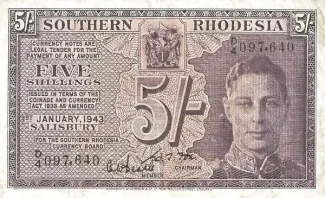Zimbabwe 5 Shillings, 1943-1948